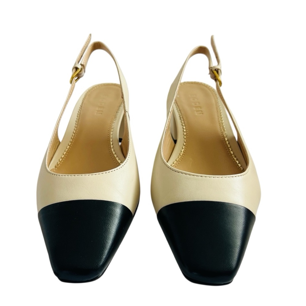 Boden Alisa Block Black and Cream Slingback Heels